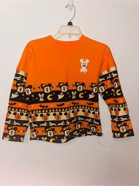 Disney Orange & Black Mickey Halloween Long Sleeve Top